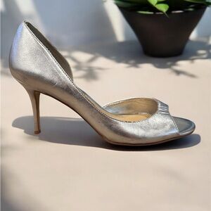 ALDO Silver Stiletto Peep-Toe Heels